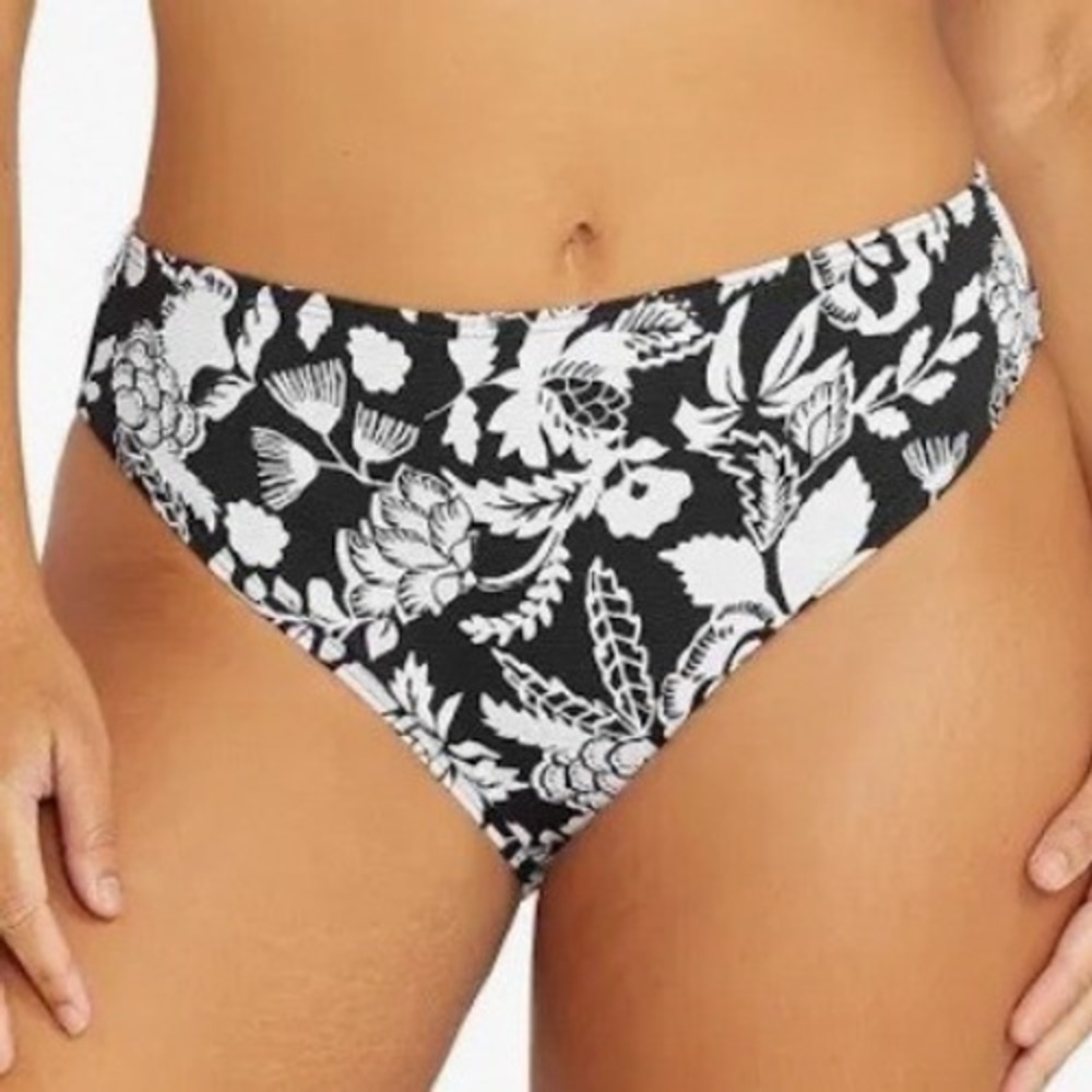 Artesands Cantata Forte Monet Mid Rise‎ Swim Black White Floral Bikini Bottom 10
